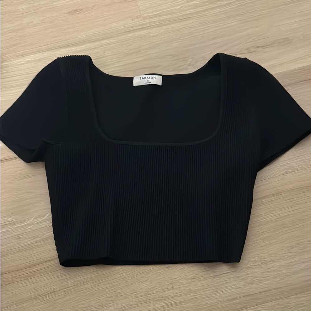 Aritzia Black Fitted Crop Top